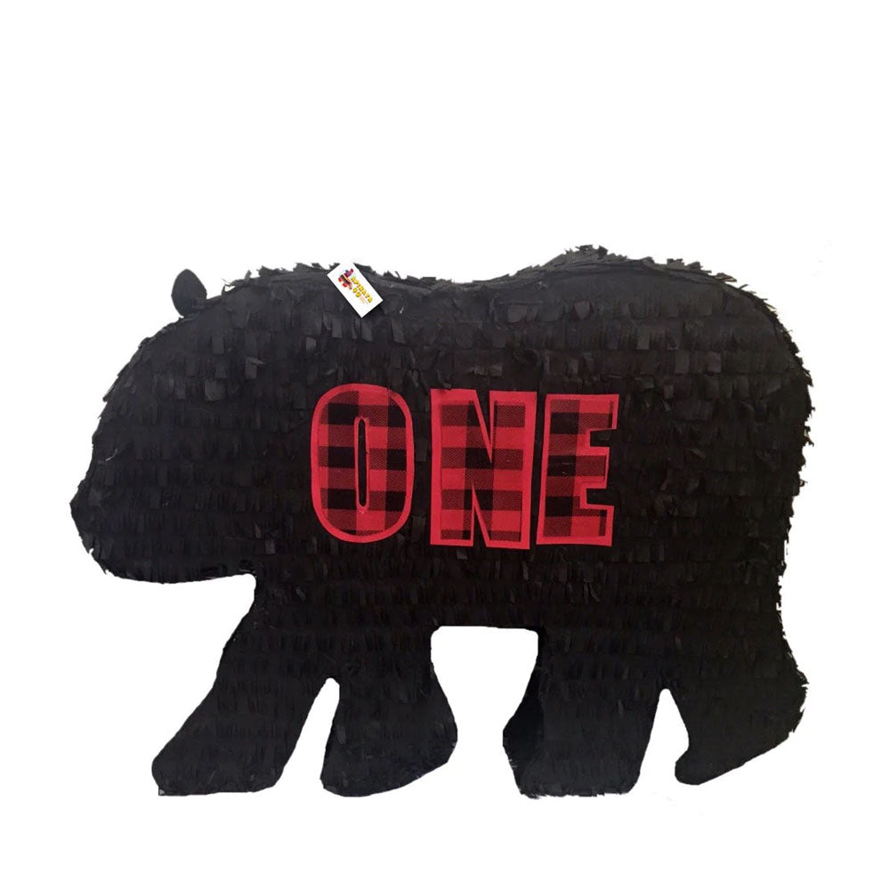LUMBERJACK BEAR SILHOUETTE FIRST BIRTHDAY PINATA
