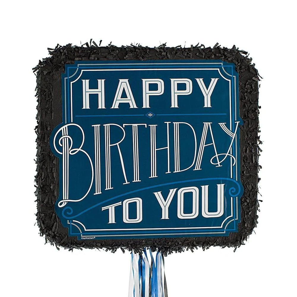 Pull String Blue Happy Birthday Pinata