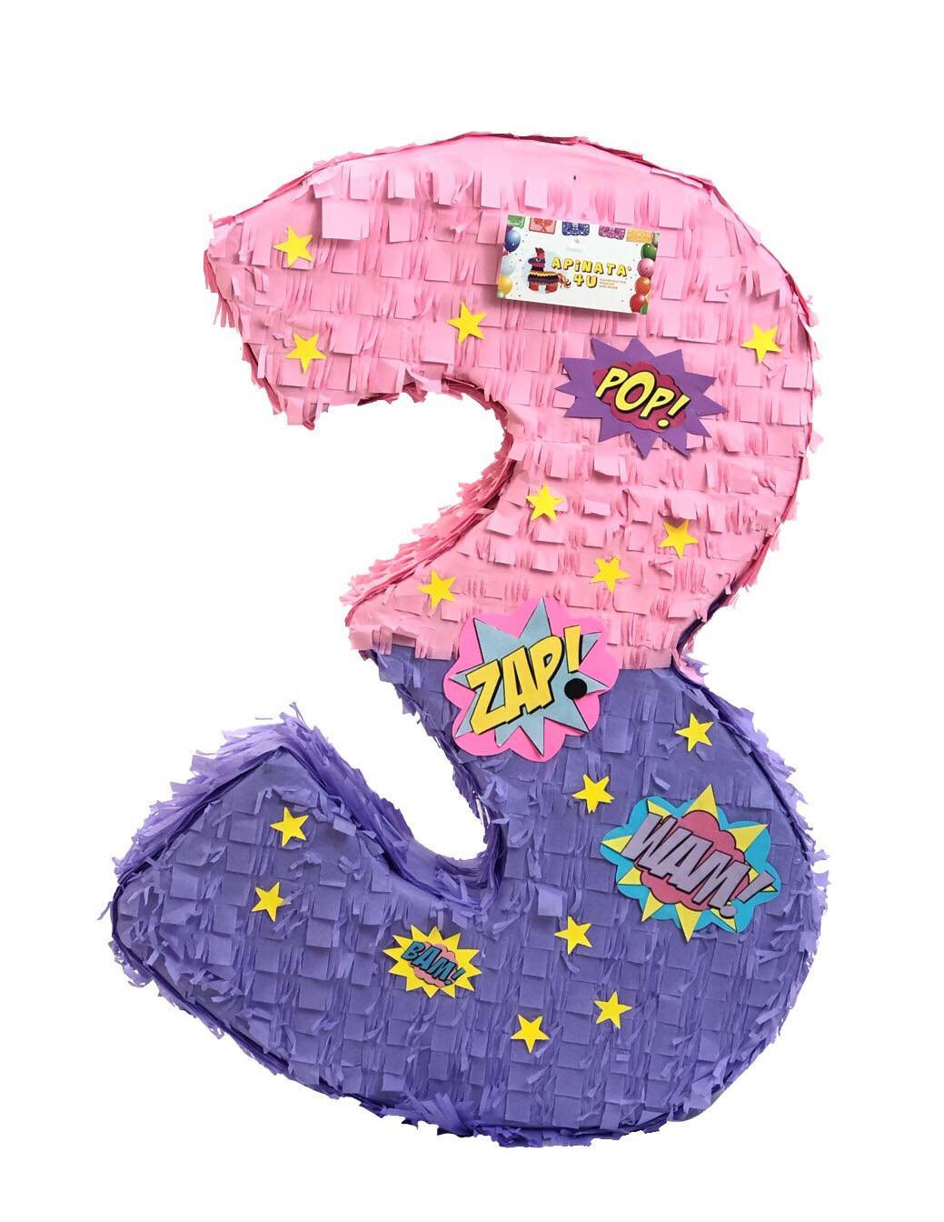 Number Three Pinata Super Hero Theme
