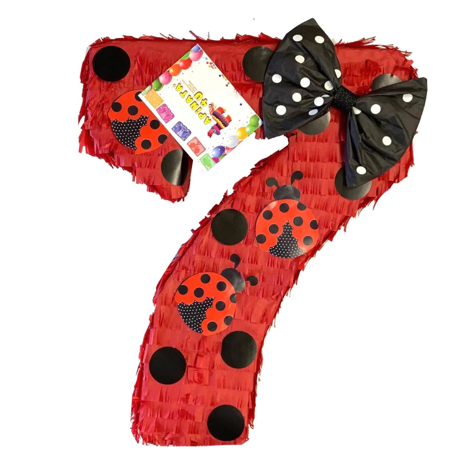 Number Seven Pinata Red Color Ladybug Themed