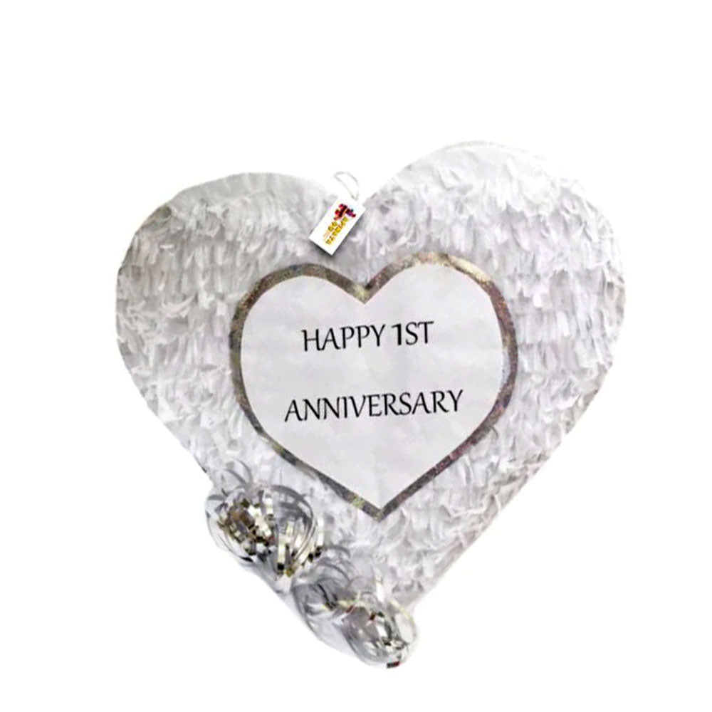 Pull String 1st Anniversary Heart Pinata