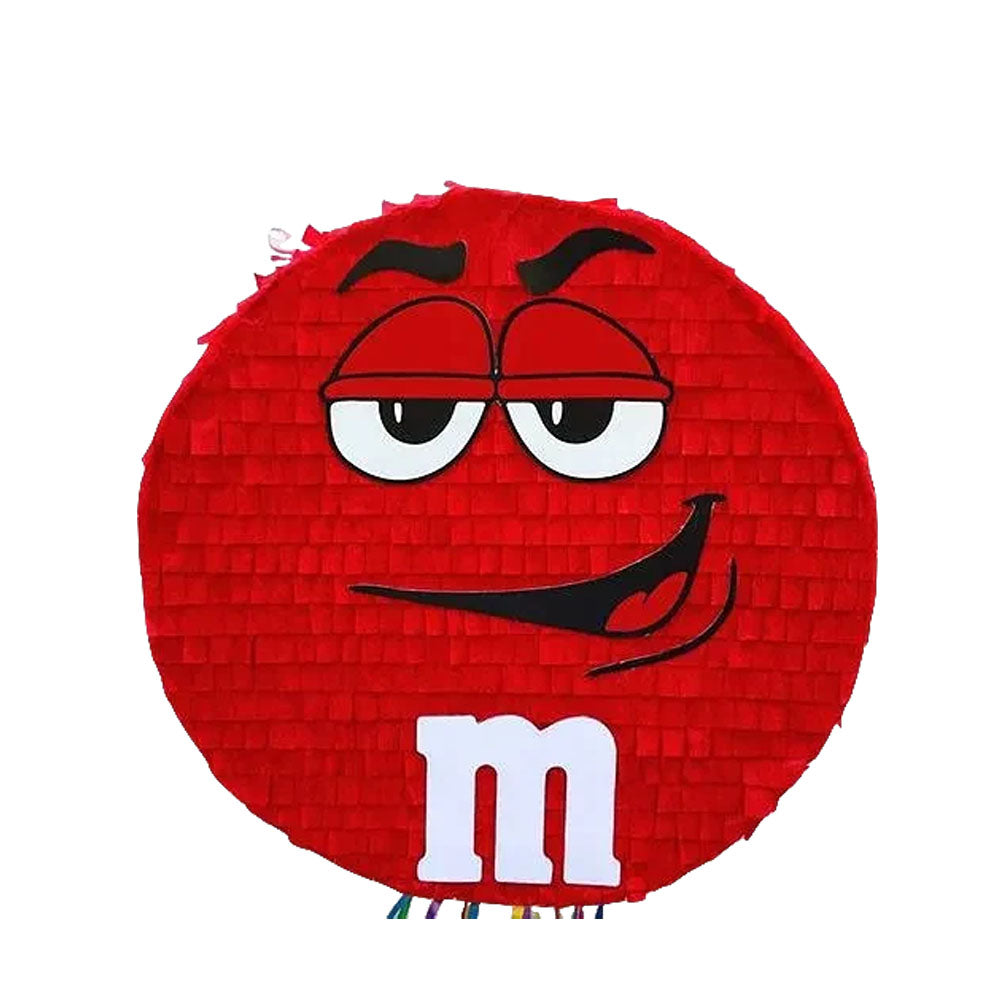 RED M&M PULL STRINGS PINATA