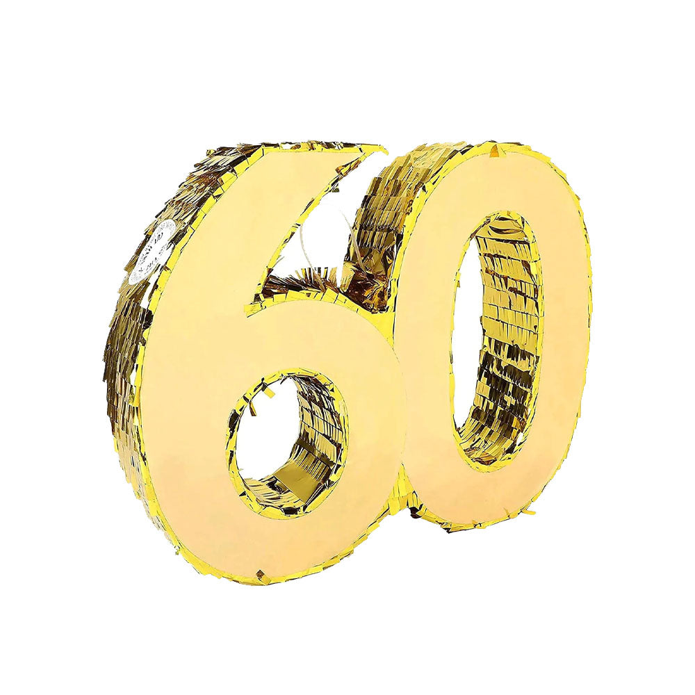 Gold Pinata for 60th Birthday Party, Number 60