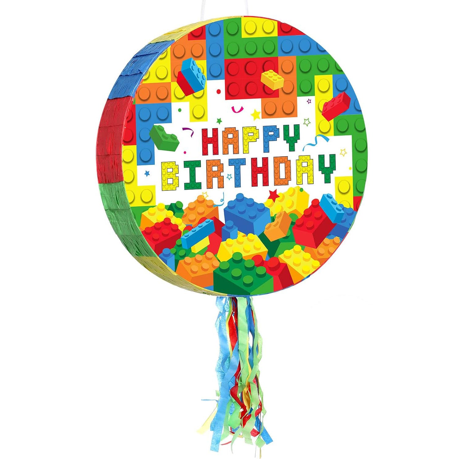 Building Blocks Birthday Pinata  - Pull String