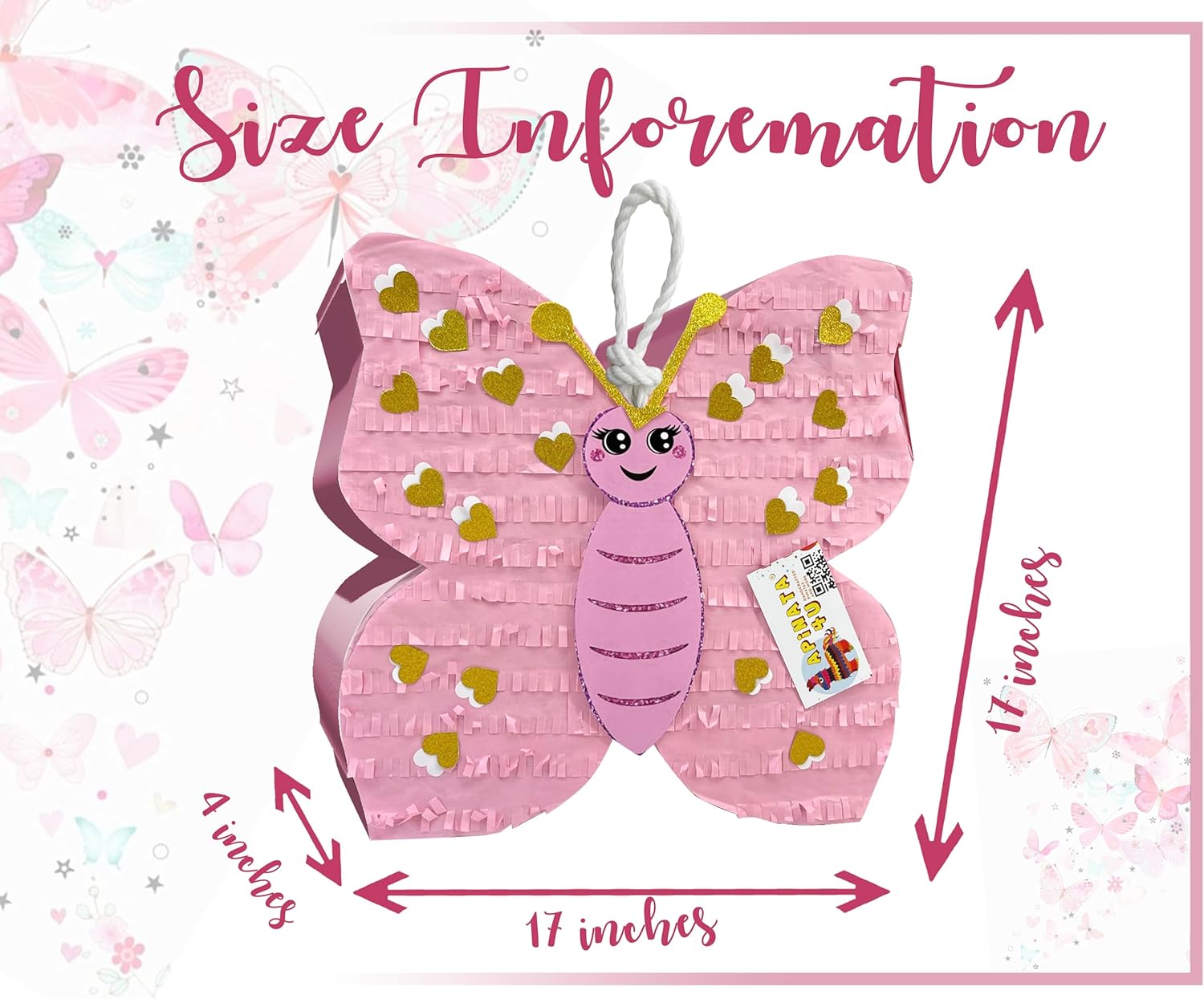 Pink & Gold Butterfly Piñata