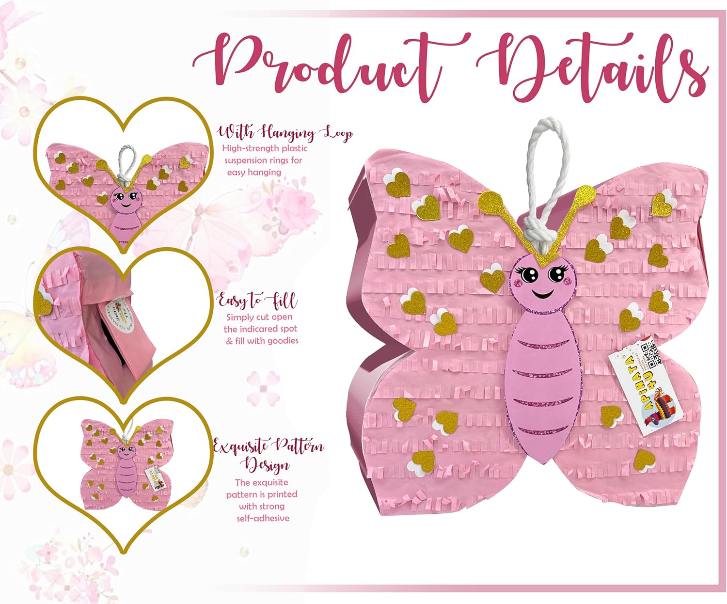 Pink & Gold Butterfly Piñata