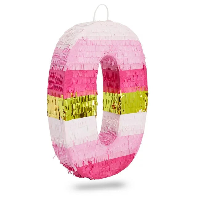 Number 0 Pinata, Pink and Gold for Girls 8th Birthday Party Decorations