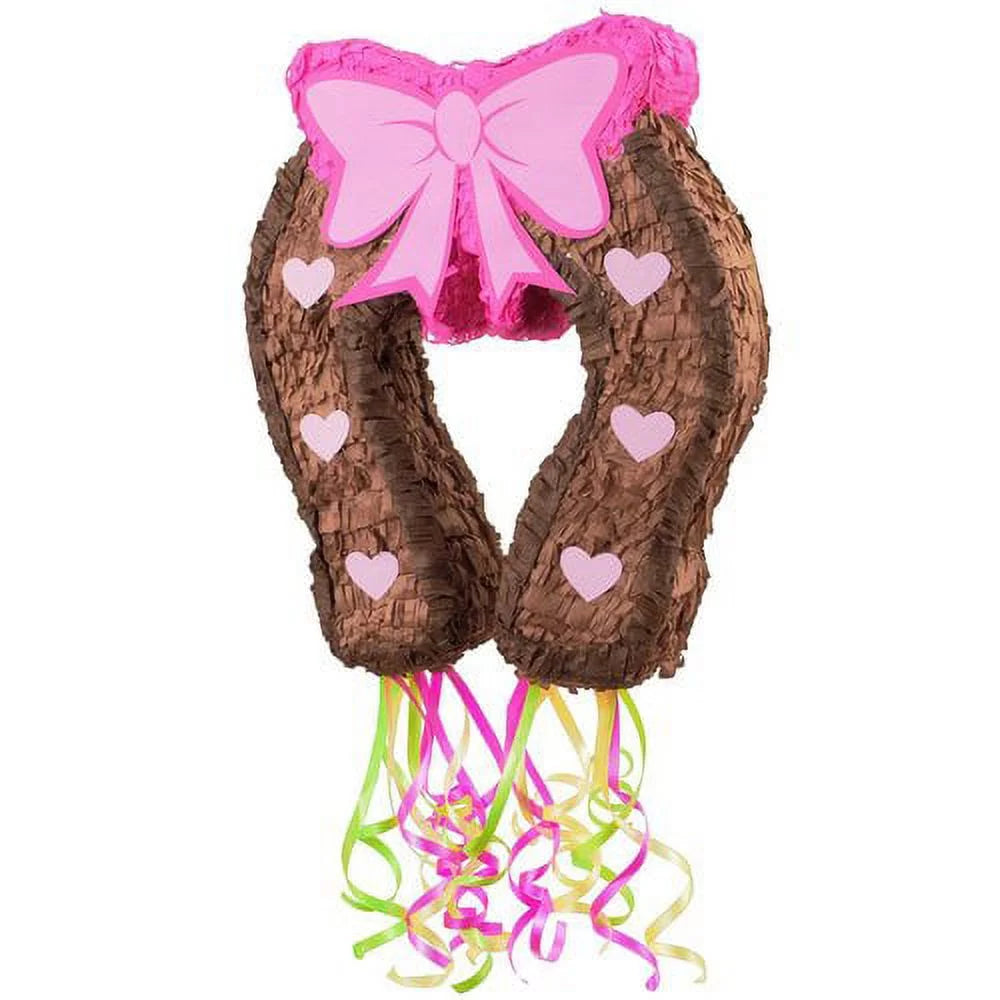 Pink Cowgirl 19" Pull-String Horseshoe Pinata