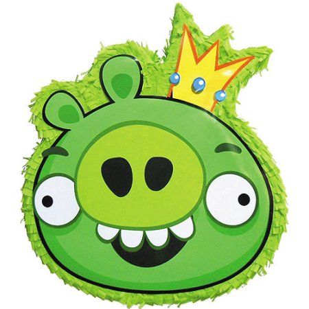 Green Pig Angry Birds Pull String Pinata