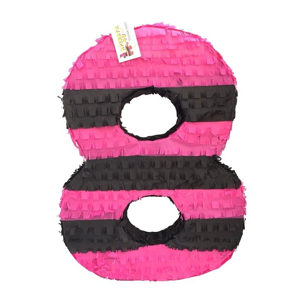 Number Eight Pinata Pink & Black Eighth Birthday