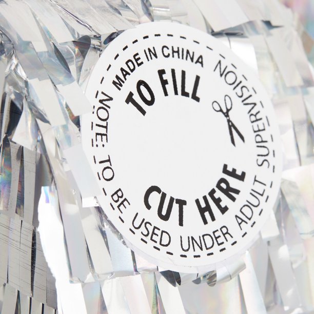 Small Number 4 Pinata, Silver Holographic Foil Party Decorations for Kids 4th Birthday Centerpiece, 15.7 x 9 x 3 in