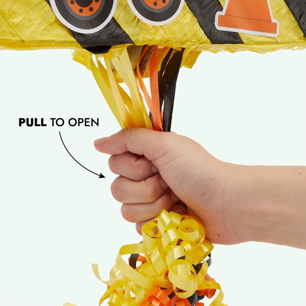 Number 2 Pull String Pinata for Kids Boys 2nd Construction Birthday Party