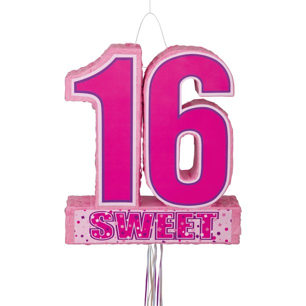 Sweet 16 Birthday Pinata, Pull String