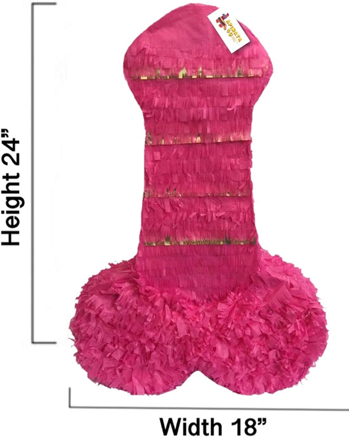 Pecker Pinata 23" Adult Gag Gift Hot Pink and Gold