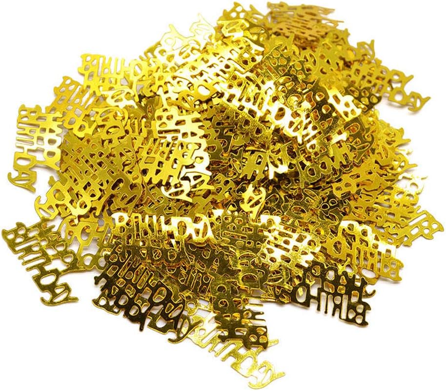 BEISTLE GOLD HAPPY BIRTHDAY SCRIPT CUTOUT PLASTIC CONFETTI-1 PACK / .5OZ