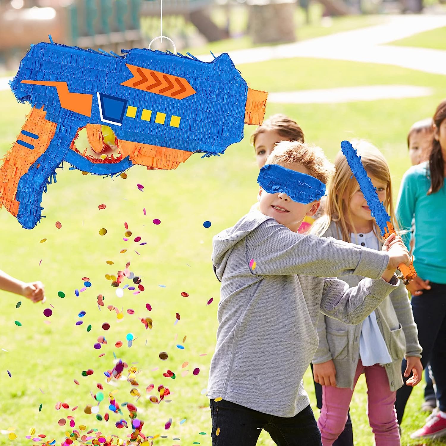 Blue and Orange Nerf Gun Pinata