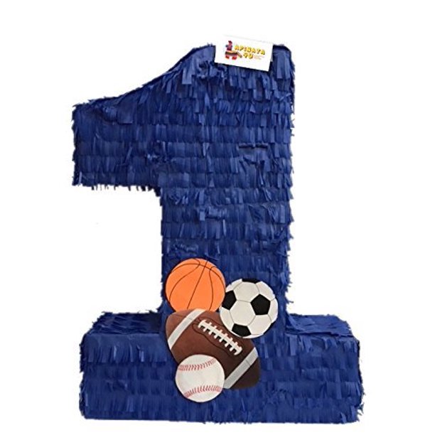 Large Blue Number One Pinata 23" Tall Sports Theme