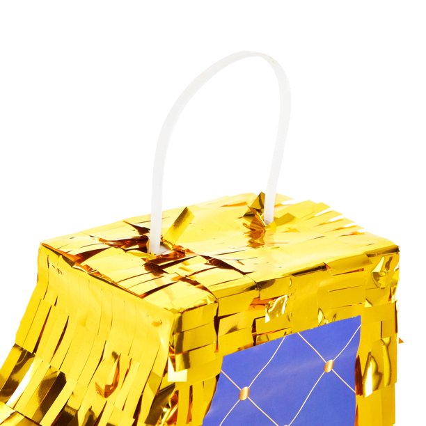 Small Royal Blue and Gold #1 Pinata, Birthday Pinata 16.5 x 10.6 x 3 In