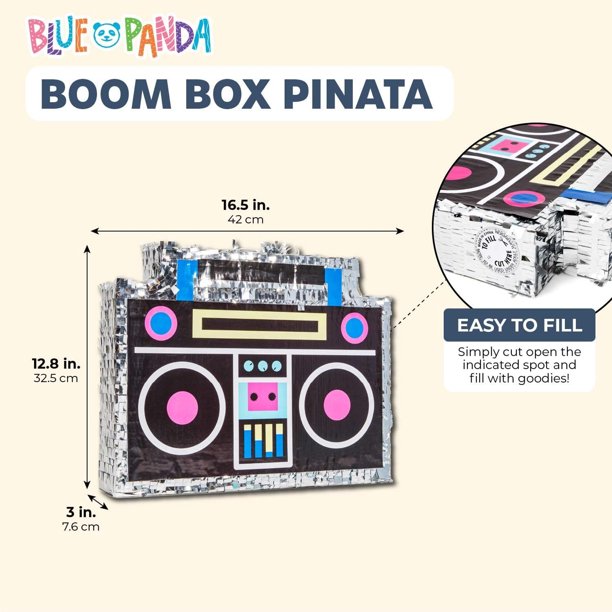 Small Boombox Pinata for Retro 80s 90s Hip Hop Theme Birthday Party Decorations Supplies, 16.5x12.8 in