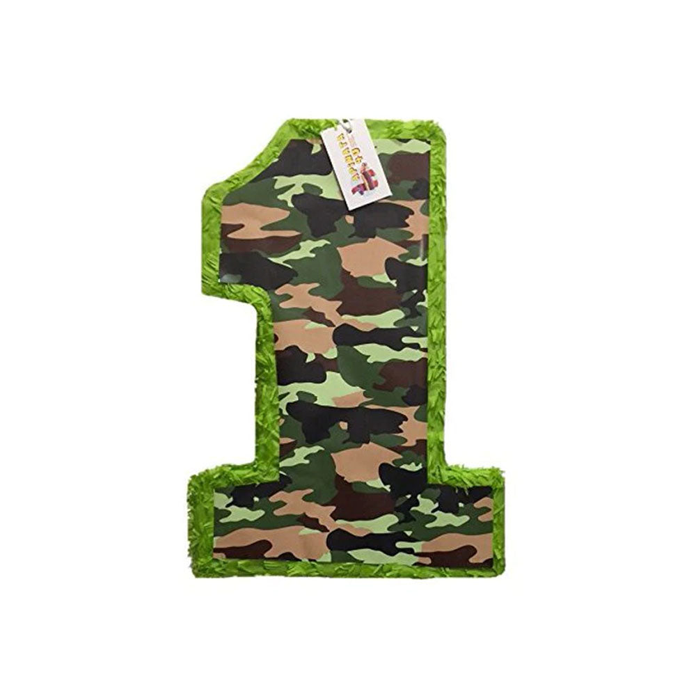 20" Tall Green Camouflage Number One Pinata Woodland Theme