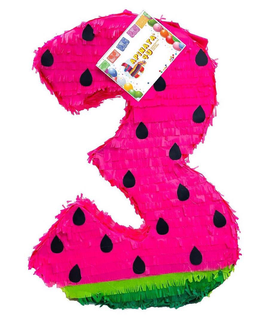 Number Three Pinata Watermelon Theme