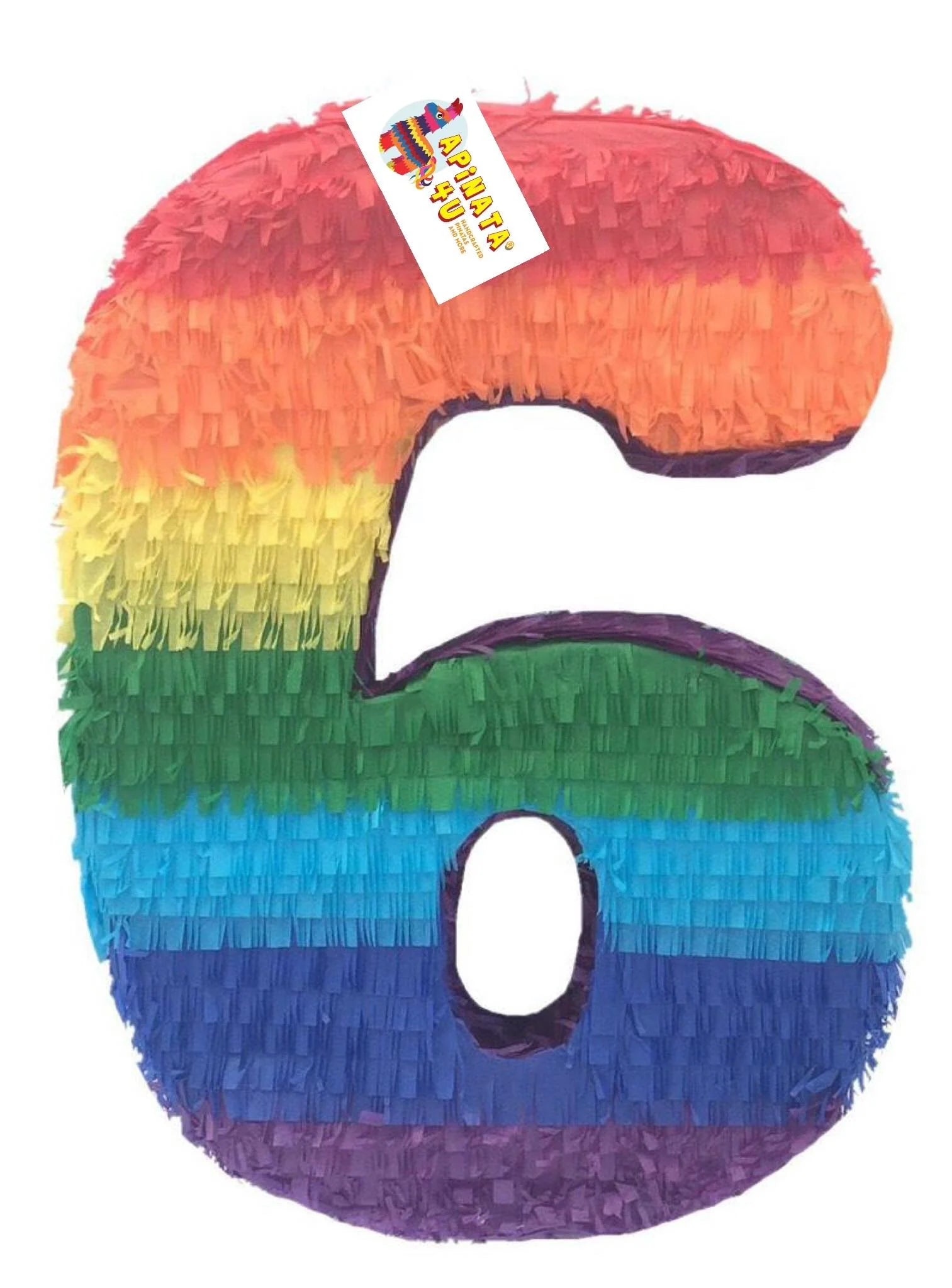 Number Six Pinata Rainbow Colors