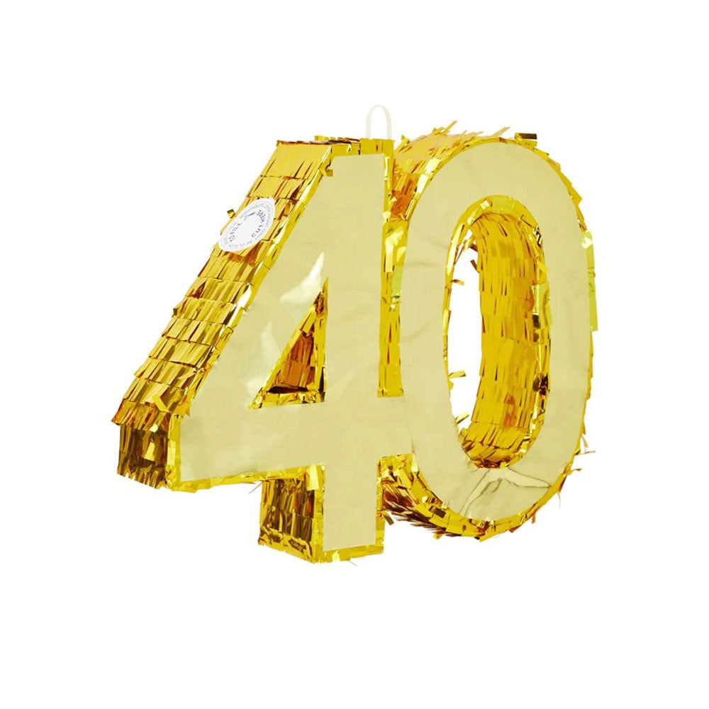 40th Birthday or Anniversary Gold Foil Party Pinata 18" H