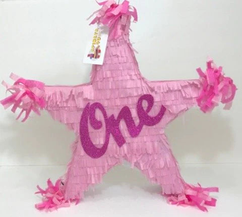 Pink ONE Star Pinata for First Birthday