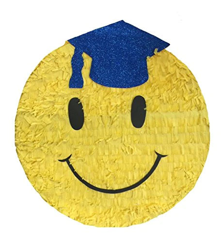 Graduation Emoticon Pinata Blue Cap