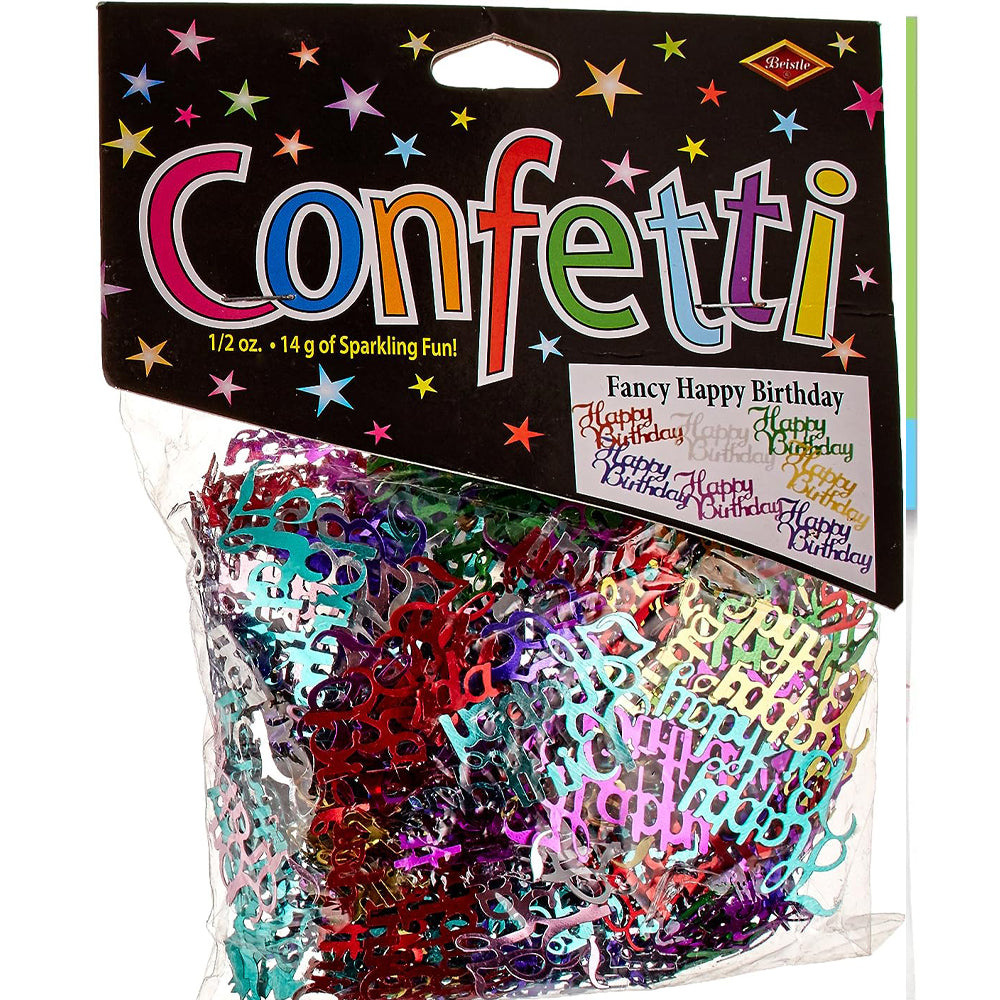 Beistle Multicolor Happy Birthday Script Cutout Plastic Confetti-1 Pack / .5oz