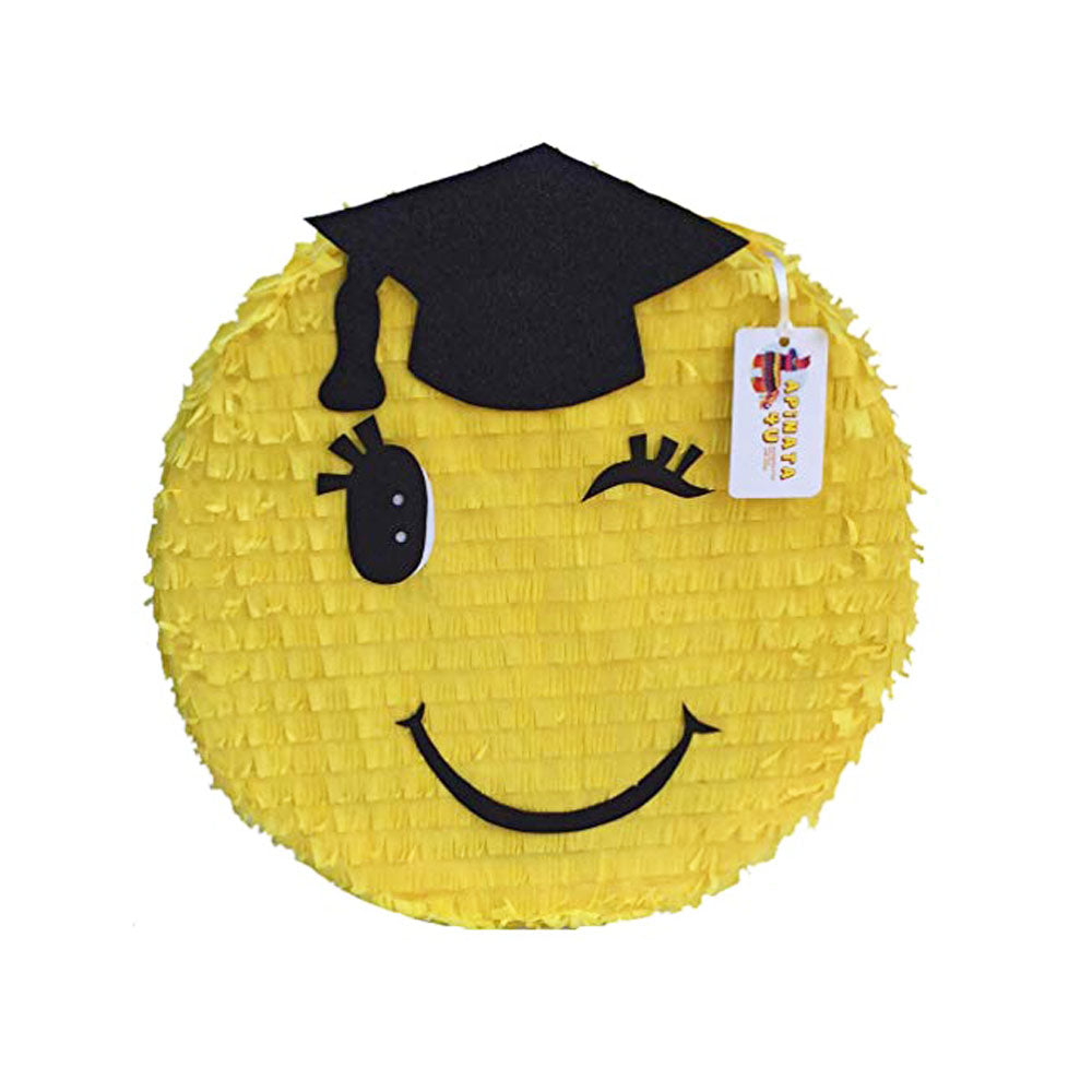 Graduation Emoticon Pinata Black Cap