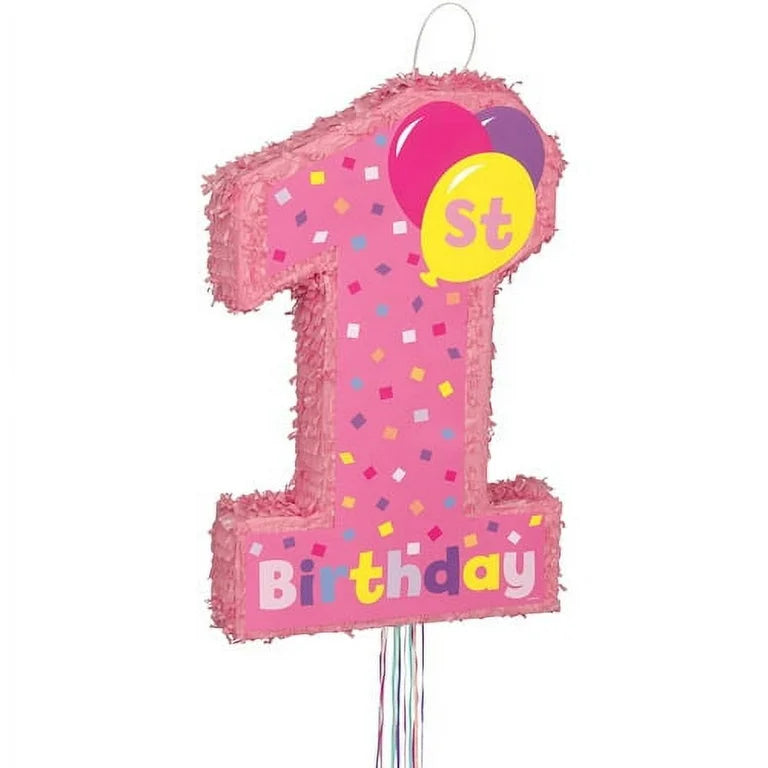 Girl 1st Birthday Pinata, Pull String