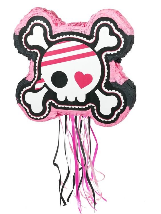 Skull Pull String Pinata For Girl Pirate Party