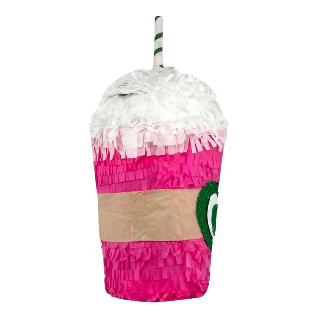 Latte Pinata with Straw, Pink