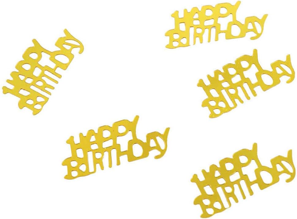 BEISTLE GOLD HAPPY BIRTHDAY SCRIPT CUTOUT PLASTIC CONFETTI-1 PACK / .5OZ