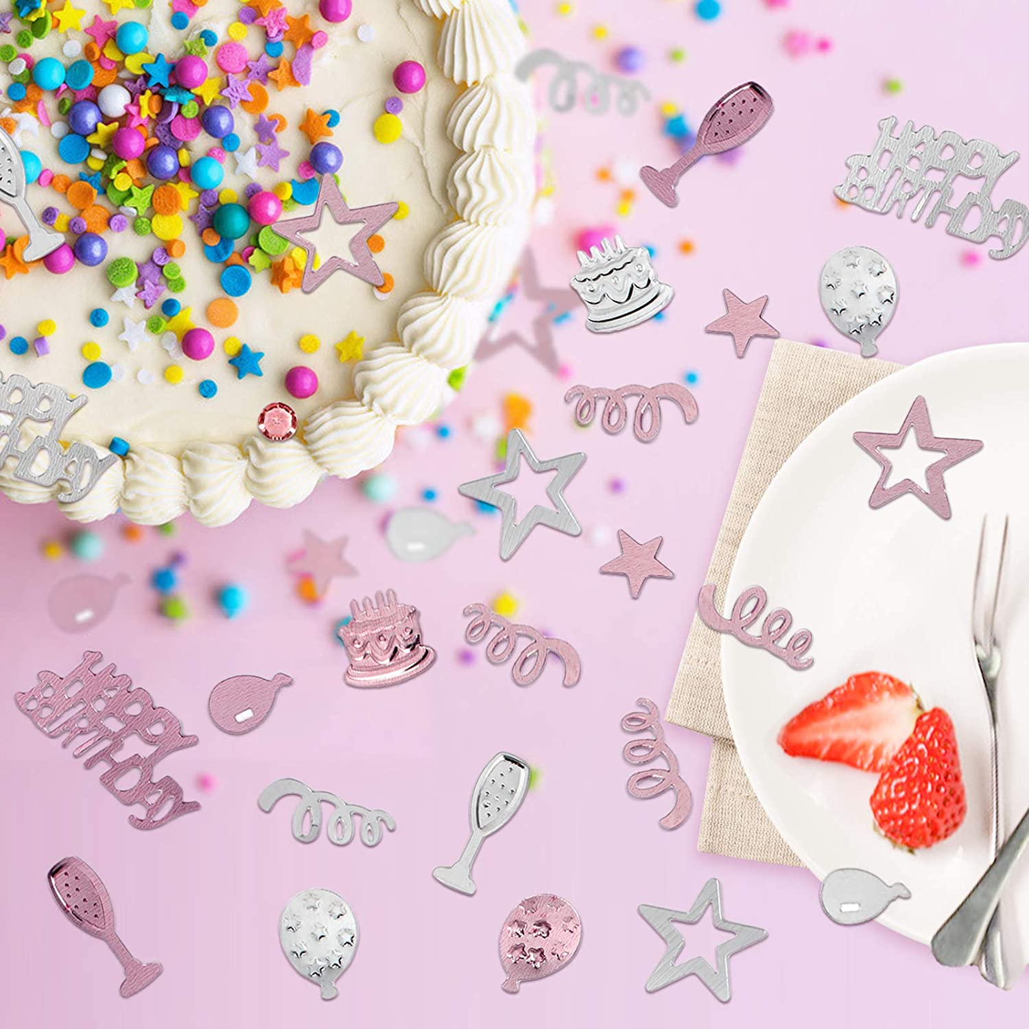 Pink Happy Birthday Party Glitter Confetti