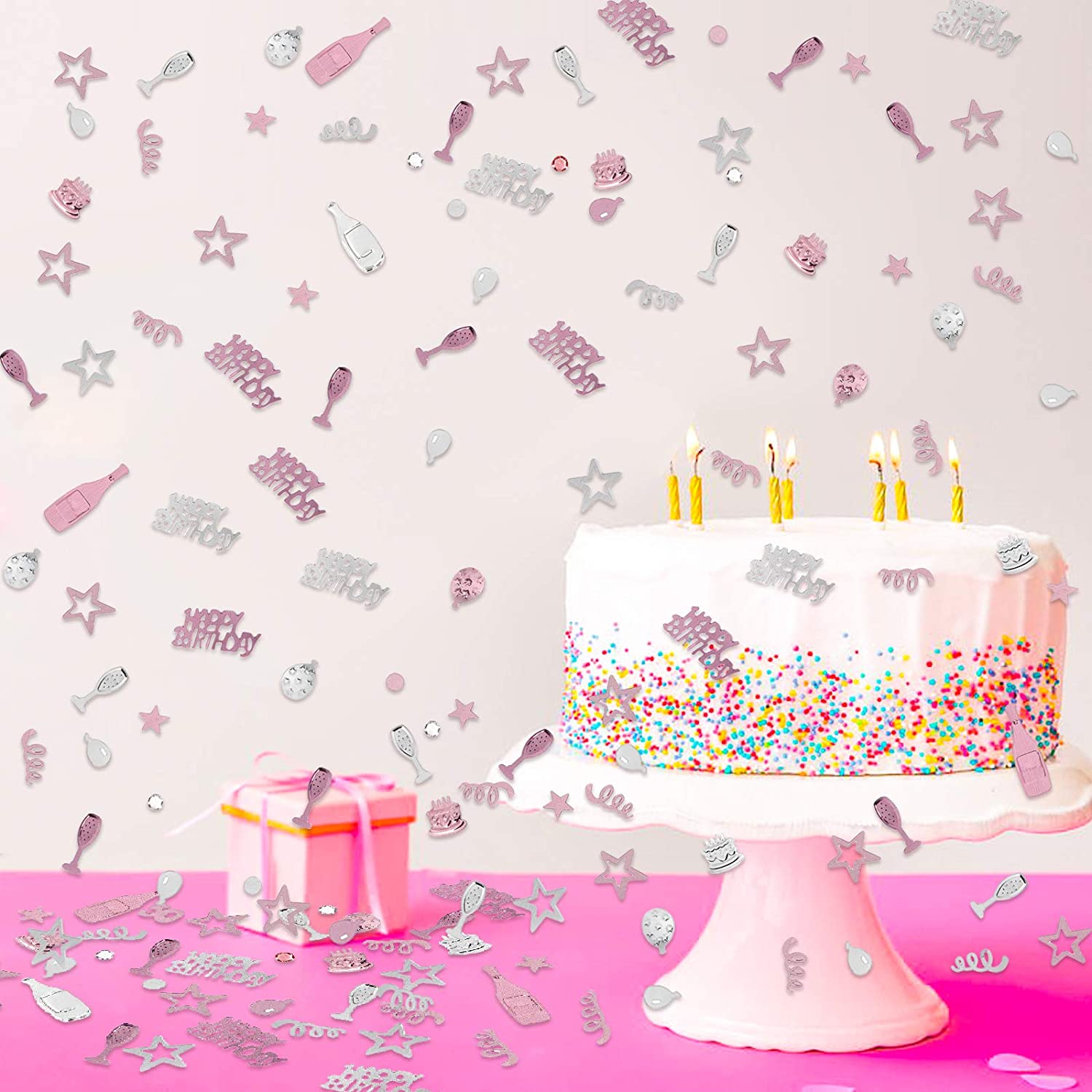 Pink Happy Birthday Party Glitter Confetti