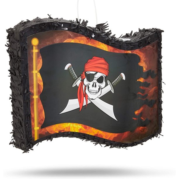 Skull Flag Pirate Pinata Kids Birthday, Party Games and Decorations 12x15.7 x3 Inches