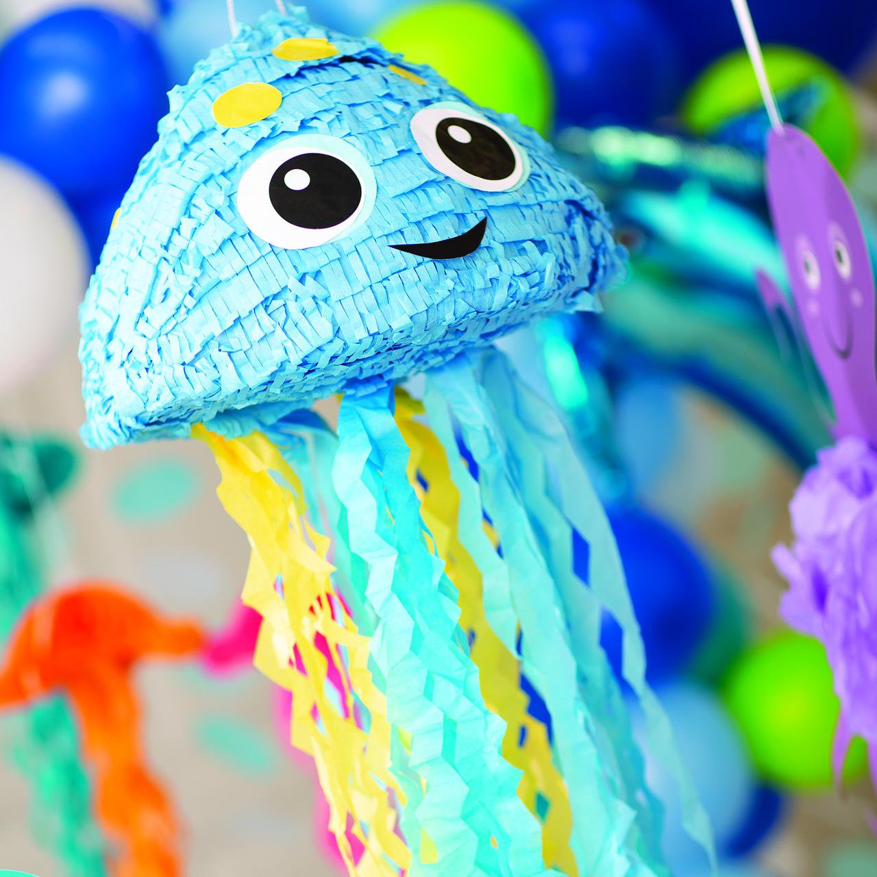 Under the Sea Jellyfish Multi-color Asymmetrical Birthday Pinata, 15.5" x 33"