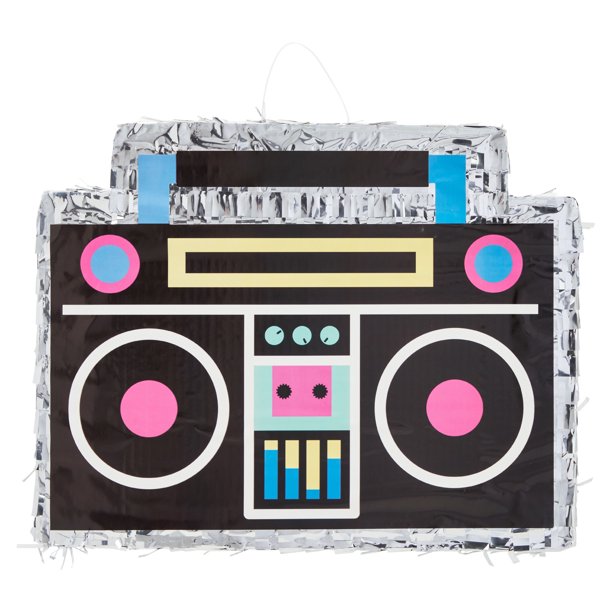 Small Boombox Pinata for Retro 80s 90s Hip Hop Theme Birthday Party Decorations Supplies, 16.5x12.8 in