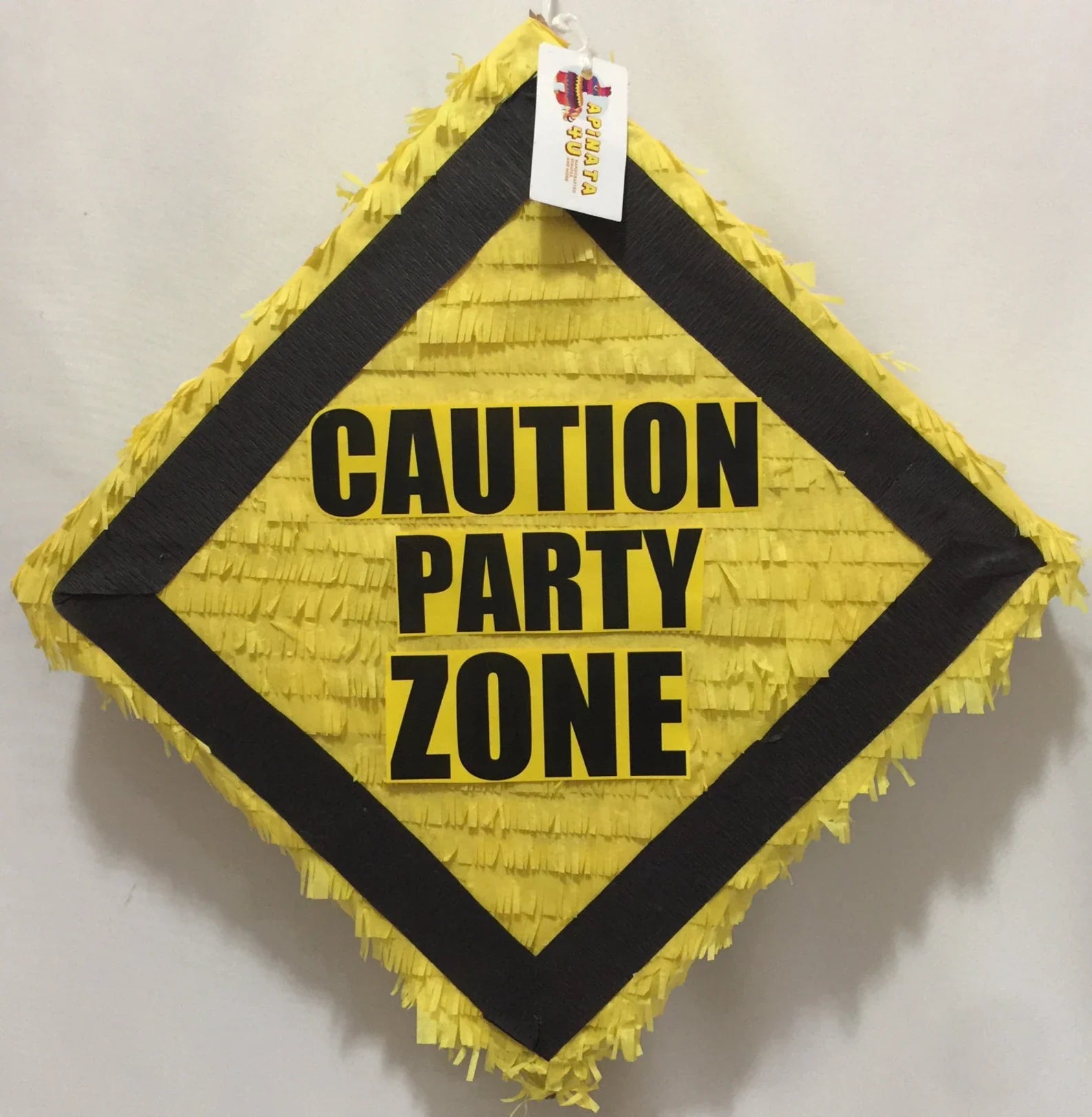 CAUTION PARTY PINATA CONSTRUCTION THEME CREATE YOUR OWN MESSAGE